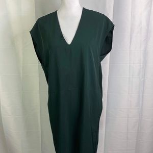 everlane women japanese v neck dress sz 0 green